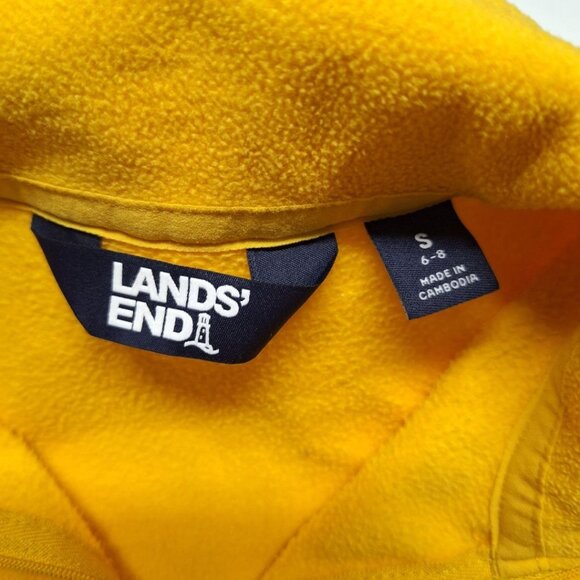 Lands End Fleece Pullover Yellow Quarter Zip Collar Womens Small 6 8 Long Sleeve - Picture 5 of 8